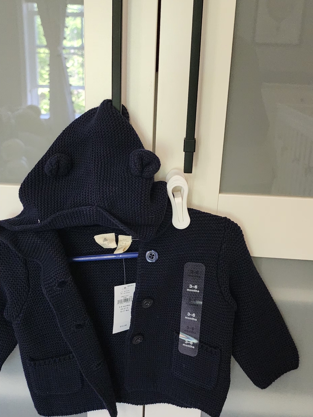 BABY GAP Navy Knit Hooded Cardigan with Bear Ears